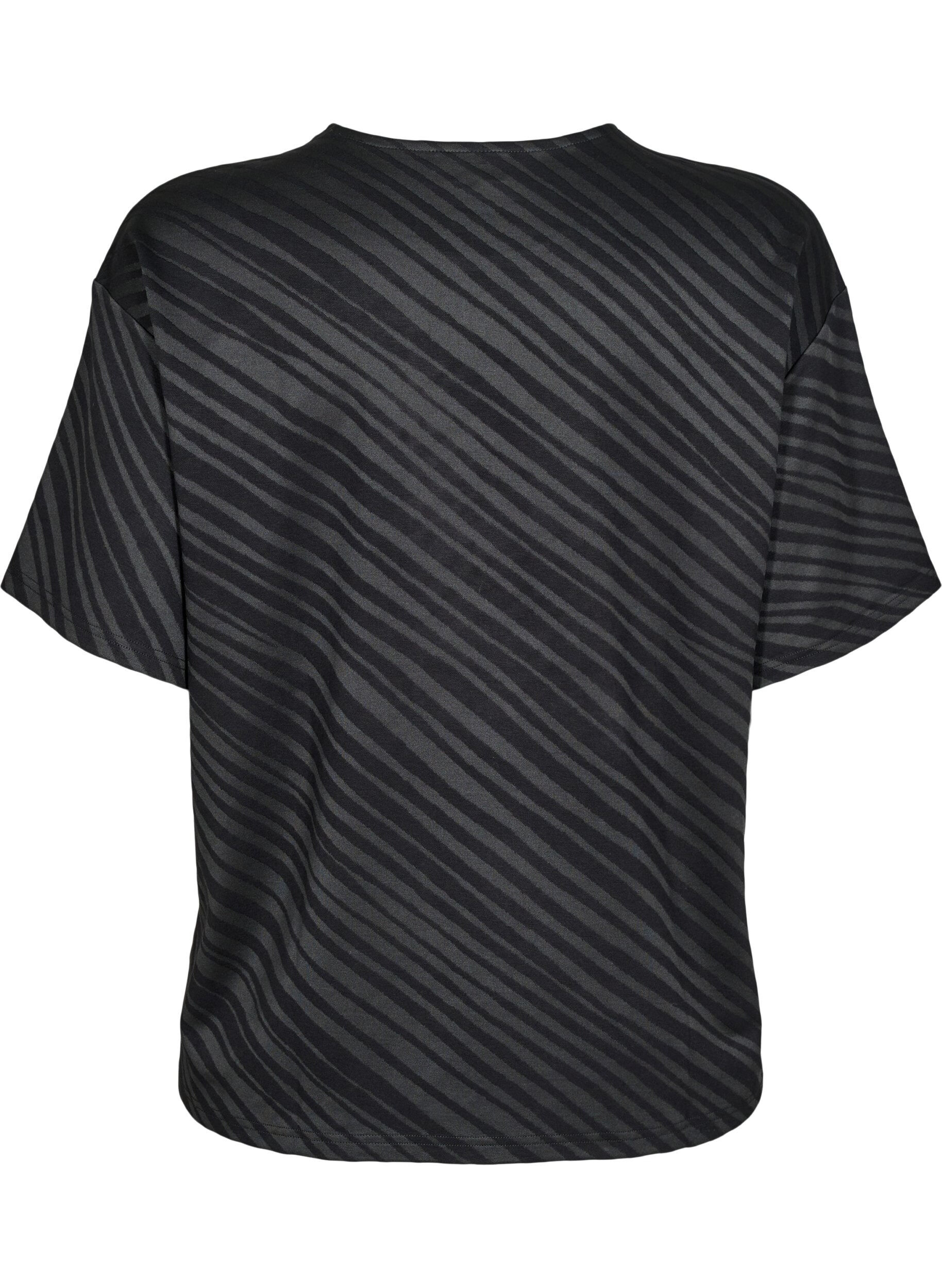 Zizzi Oversize bluse med m&oslash;nster, Svart, Packshot image number 1