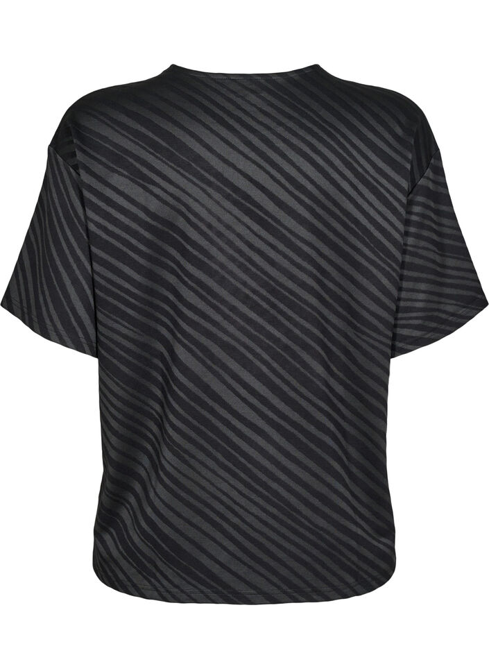 Oversize bluse med mønster, Svart, Packshot image number 1