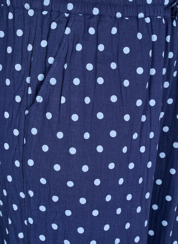 Løse bukser i bomullsmuslin med polka dots, Blå, Packshot image number 2