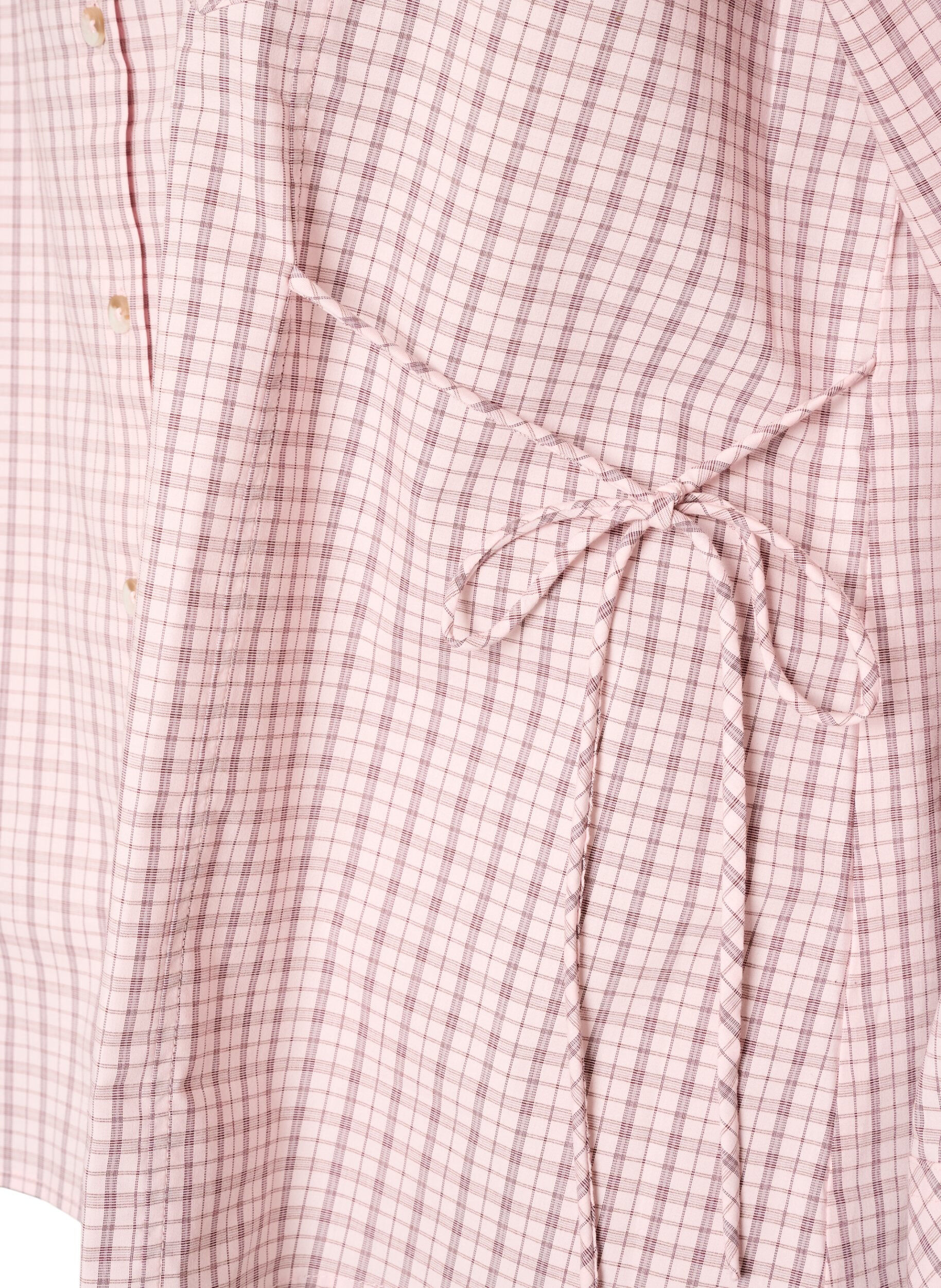 ZizziLoose fit rutete skjorte med knytebelte, Rosa, Packshot image number 3