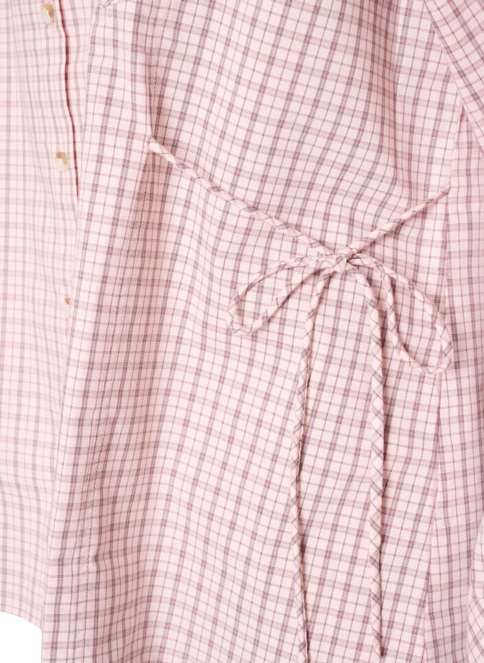 Loose fit rutete skjorte med knytebelte, Rosa, Packshot image number 3