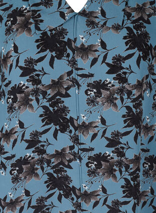 Bluse med blomstrete mønster, Blue w. Flower AOP, Packshot image number 2