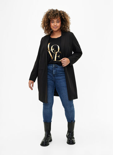 Klassisk lang blazer, Black, Model image number 3