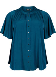 Kortermet skjorte med prikkete mønster, Deep Teal
