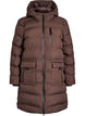 Pufferjakke med hette og lommer, Brun, Packshot image number 0