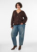 Cardigan med harlekintrykk og V-hals, Brun, Model image number 1