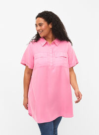 Kortermet tunika i lyocell (TENCEL™), Rosebloom, Model