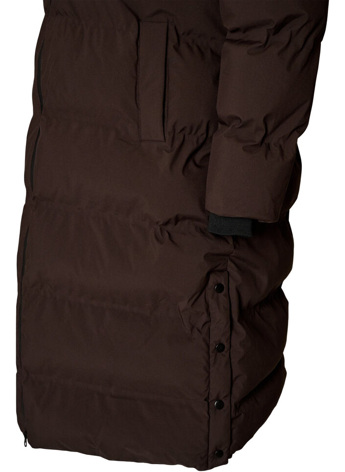Lang vinterk&aring;pe med hette, Brun, Packshot image number 3
