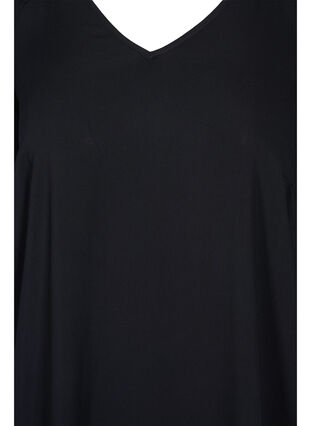 Kjole i viskose med V-hals, Black, Packshot image number 2