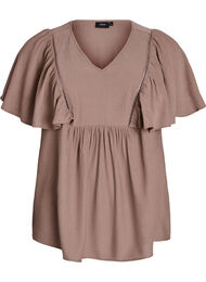 Bluse med korte volangermer, Fossil 