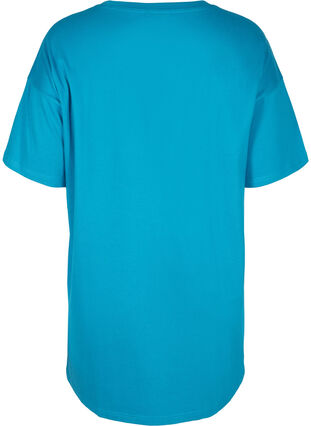 Lang kortermet T-skjorte i bomull, Fjord Blue, Packshot image number 1