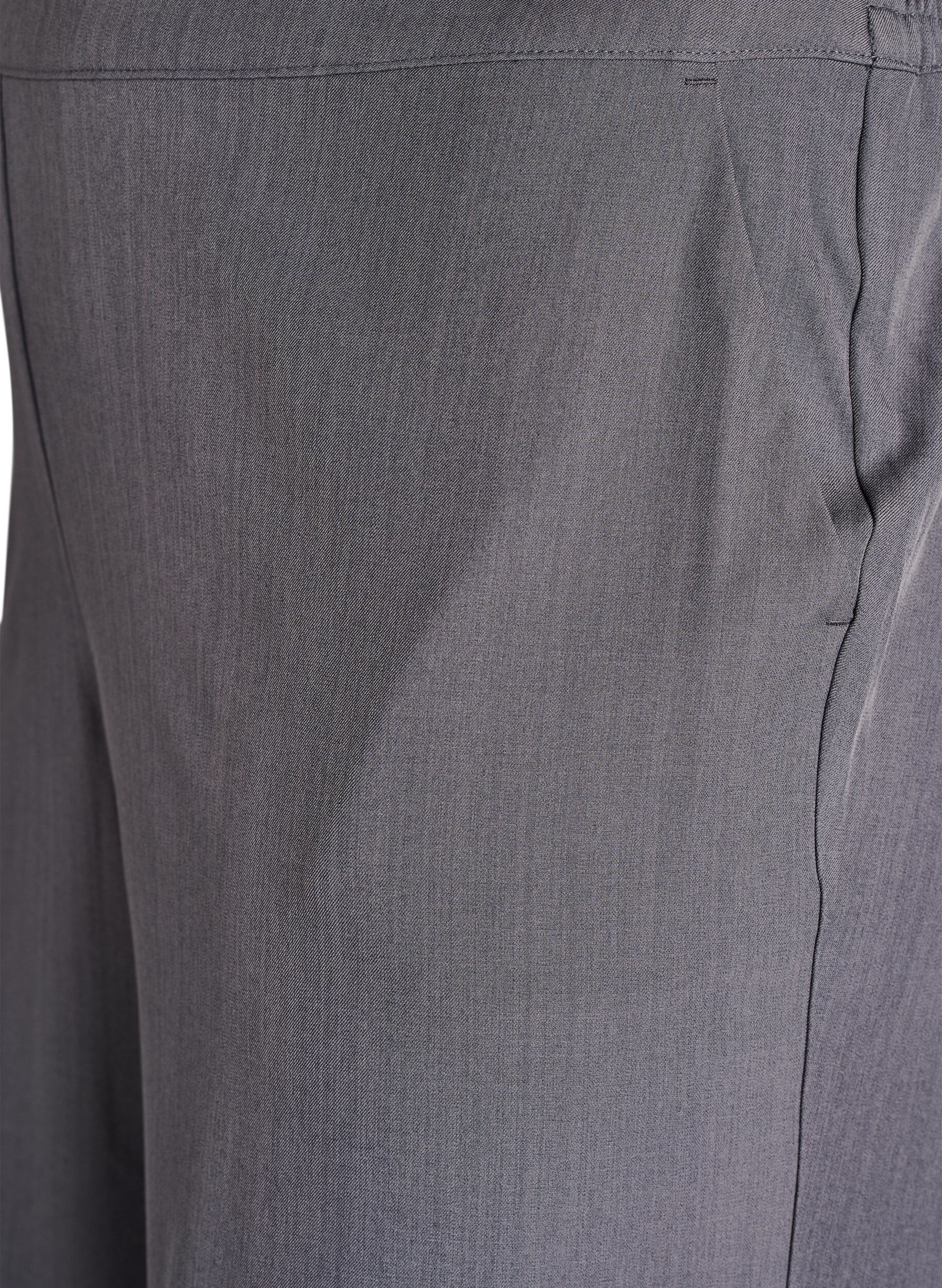 Zizzi H&oslash;ytlivete dressbukser med vide ben, Gr&aring;, Packshot image number 2