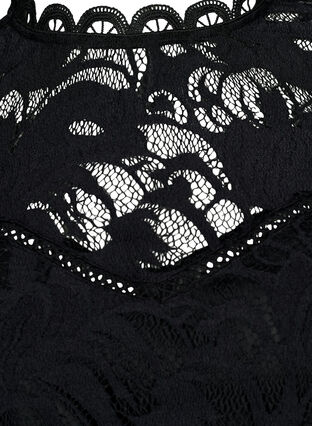 Bluse med lange ermer og blonder, Black, Packshot image number 2