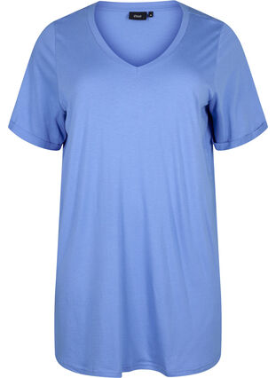 Ensfarget oversized T-skjorte med V-hals, Marina, Packshot image number 0