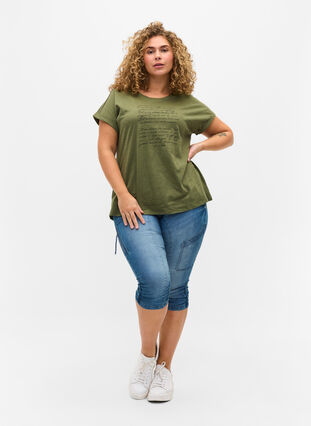T-skjorte med trykk i økologisk bomull, Four Leaf CloverText, Model image number 2
