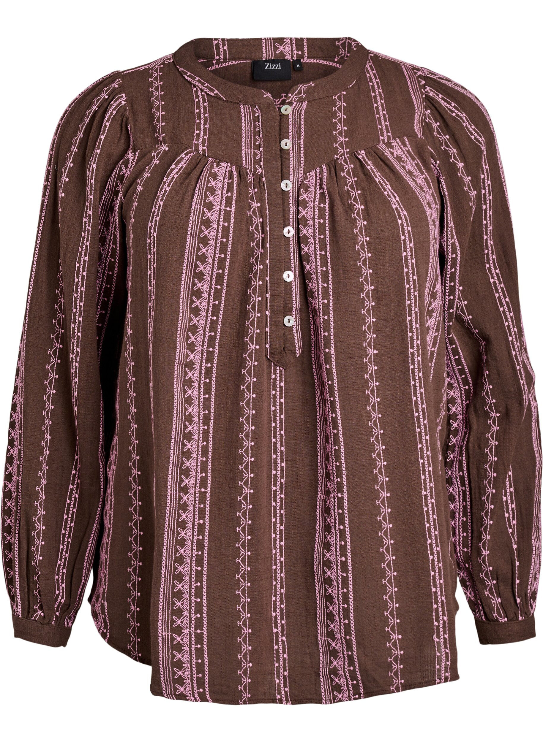 Bluse med brodert m&oslash;nster