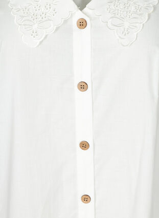 Skjortekjole i bomull med ballongermer, Bright White, Packshot image number 2