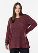 Langermet bluse med tekstur, M&oslash;rk Bordeaux, Model image number 0