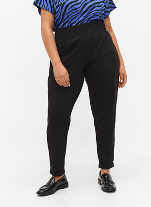 Zizzi Bomullsbukser, Black, Model image number 2