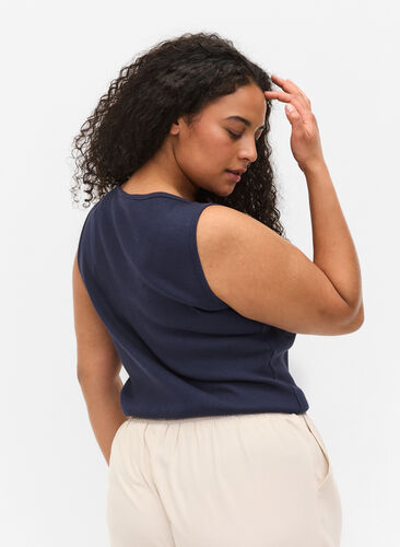 Basis tanktopp i en ribbet struktur, 2 stk., Navy B/Dubarry, Model image number 1