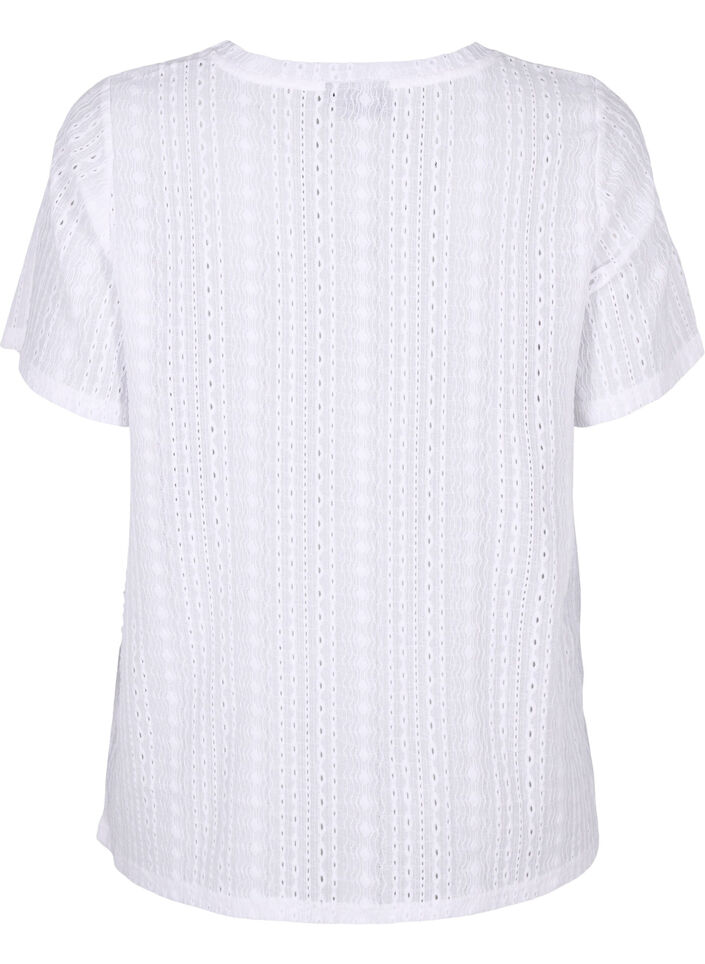 Kortermet bluse med teksturmønster, Bright White, Packshot image number 1