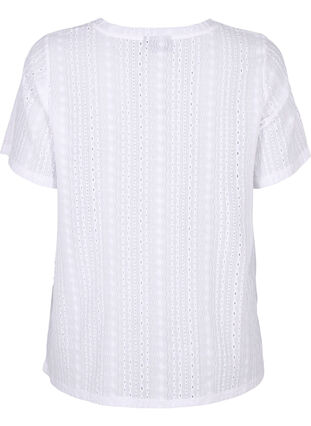 Kortermet bluse med teksturmønster, Bright White, Packshot image number 1