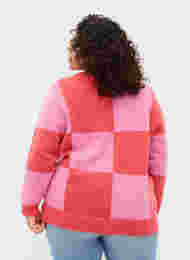 Rutete strikkegenser, Begonia Pink Comb, Model