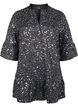 Paljettkjole med V-hals og 3/4 ermer, Black w. Sequins, Packshot image number 0