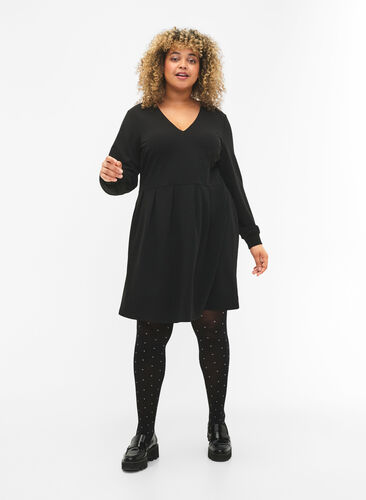 A-formet kjole med v-hals, Black, Model image number 2