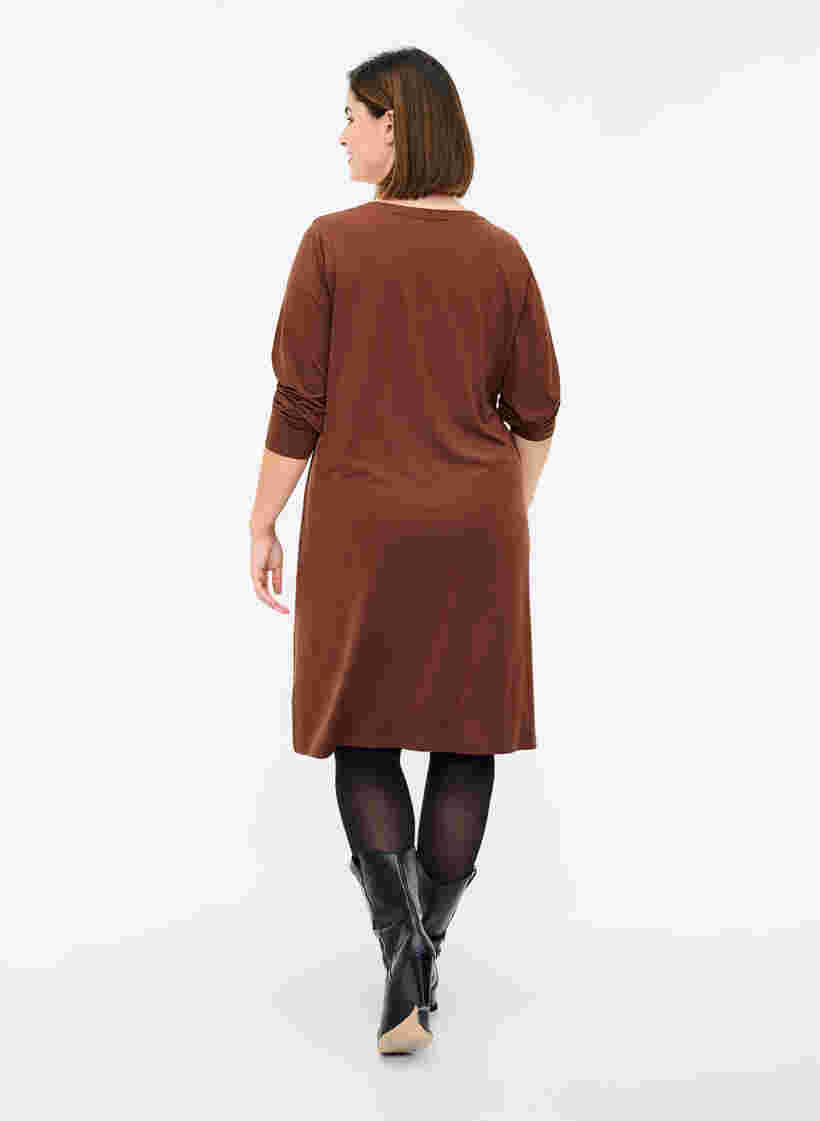Ensfarget kjole med V-hals og lange ermer, Rocky Road, Model image number 1