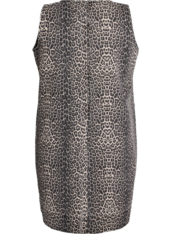 Kort ermeløs denimkjole med leopardmønster, Leopard, Packshot