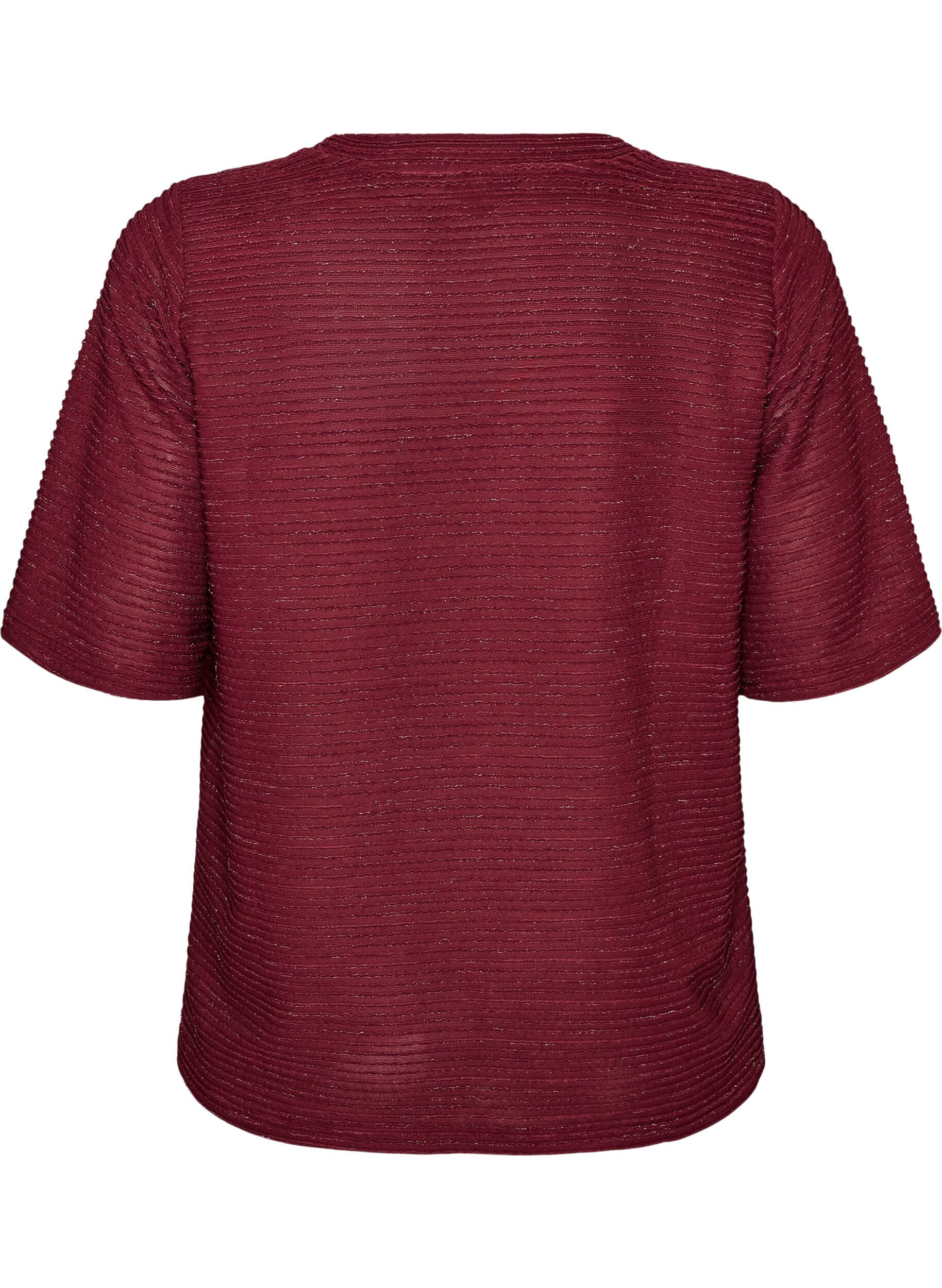 ZizziBluse med tekstur og glitter, R&oslash;d, Packshot image number 1