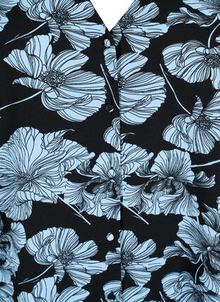 Skjortebluse med v-hals og trykk, Black B. Flower AOP, Packshot image number 2