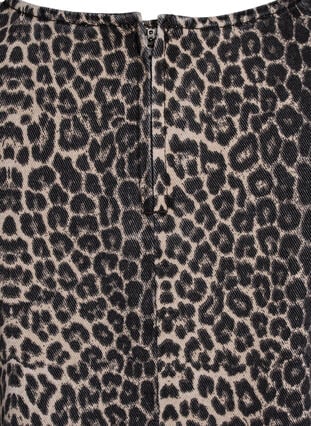 Zizzi Ermeløs denimtopp med leopardmønster, Brun, Packshot image number 3