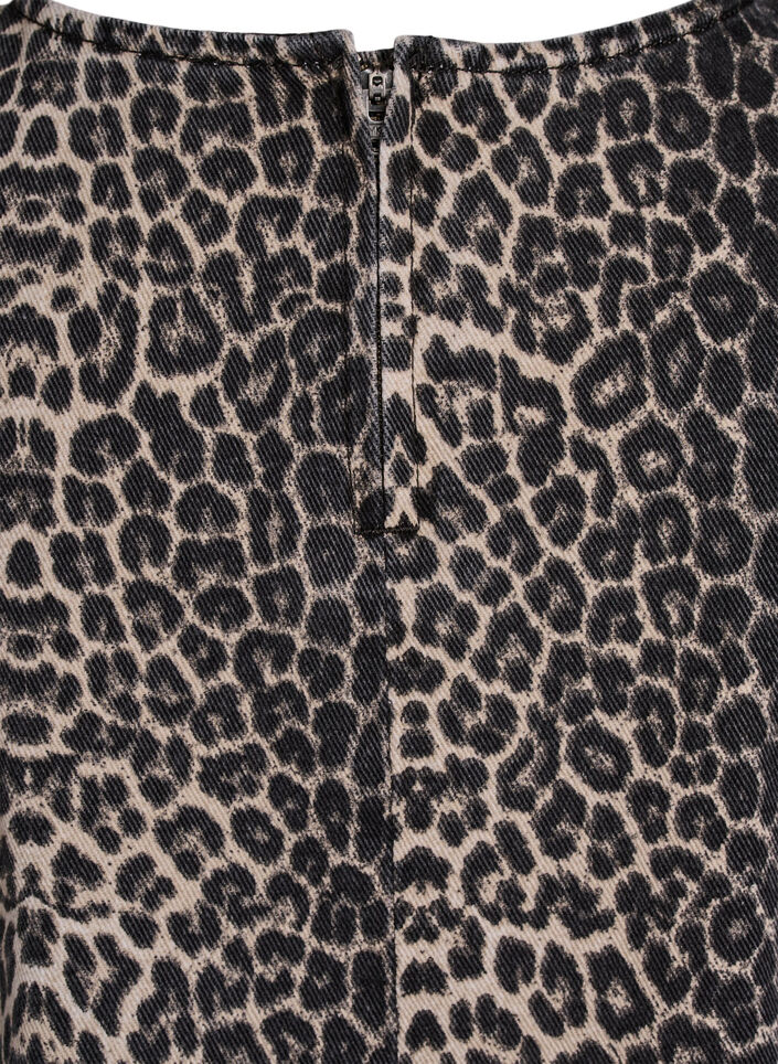 Ermeløs denimtopp med leopardmønster, Brun, Packshot image number 3