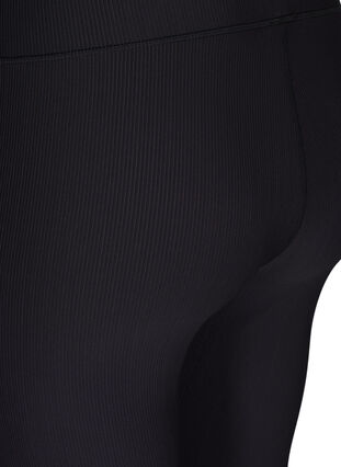 Treningstights i ribbemateriale med 7/8-lengde , Black, Packshot image number 3