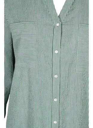 Stripete skjortekjole i bomull, Green Stripe, Packshot image number 2