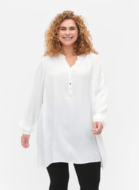 Viskose tunika med tone-på-tone mønster, Bright White, Model