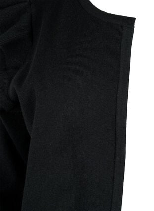 Strikket cardigan med volanger og lommer, Black, Packshot image number 2