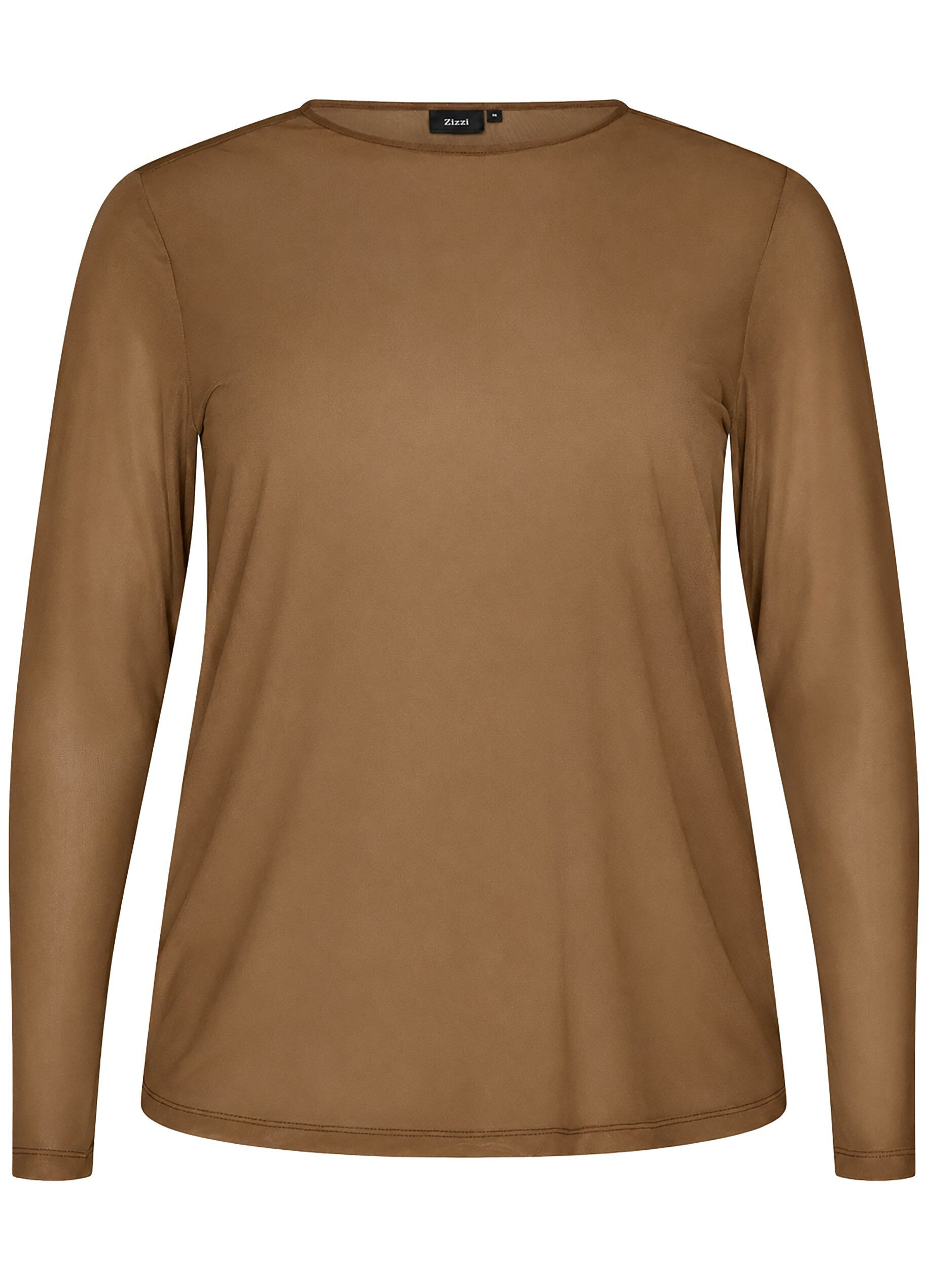Bluse i mesh med lange ermer