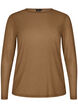 Bluse i mesh med lange ermer, Brun, Packshot image number 0