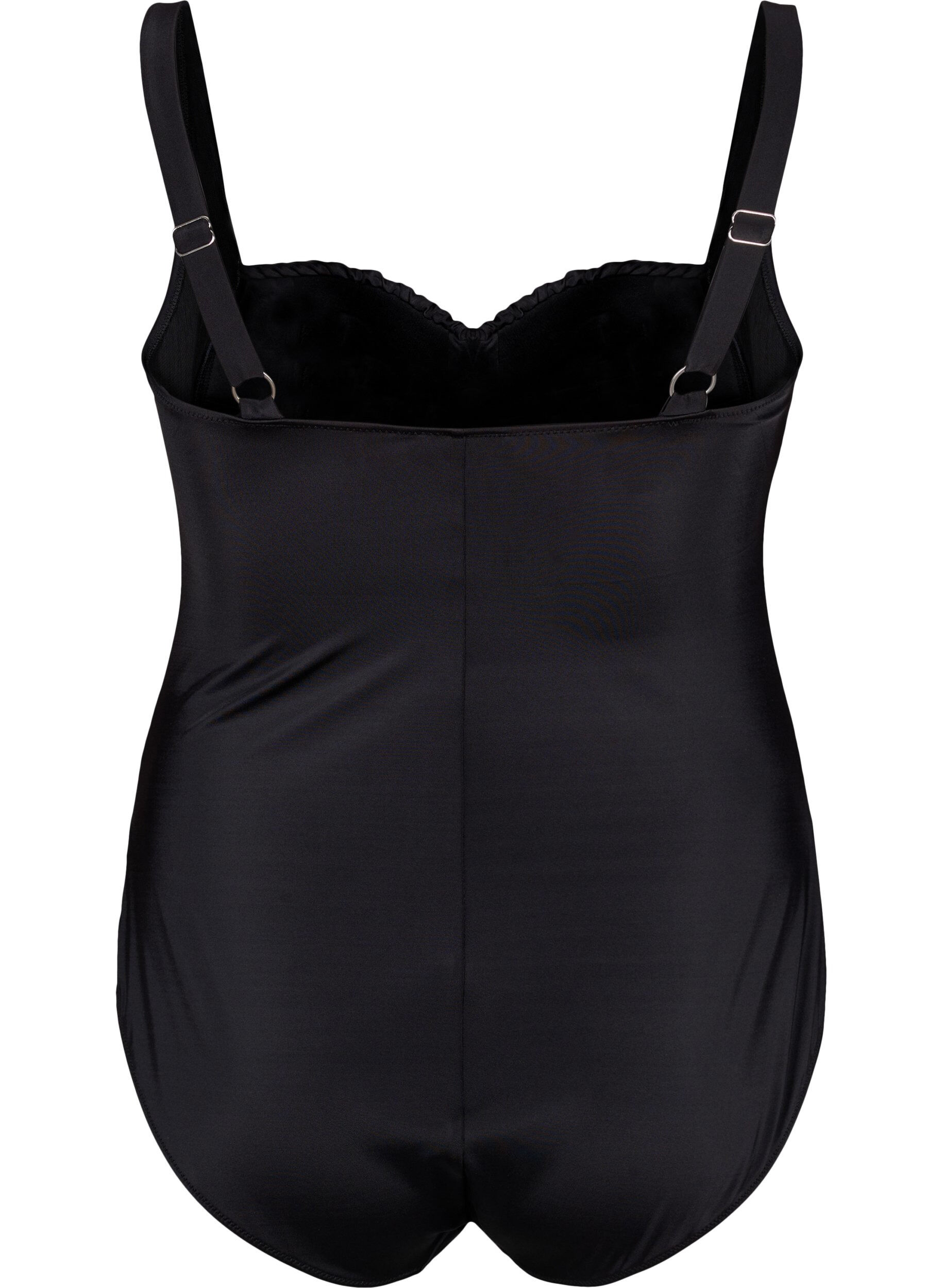 ZizziBadedrakt med rynkedetaljer, Black, Packshot image number 1