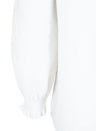 Bluse med volanger og broderi anglaise, Bright White, Packshot image number 3