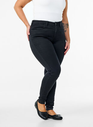 Zizzi Super slim Amy jeans med høyt liv, Black, Model image number 2