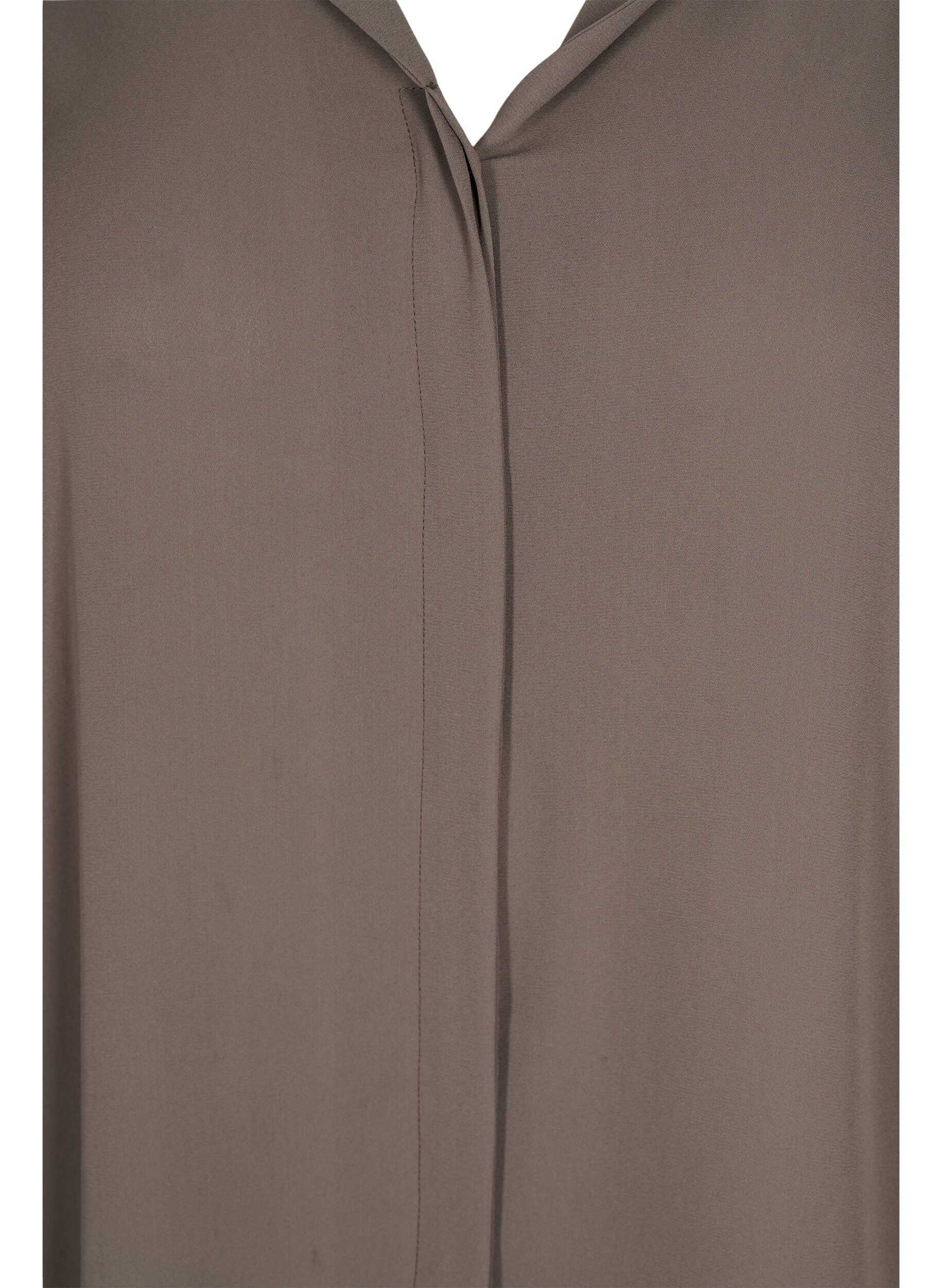 Zizzi Ensfarget skjorte med V-hals, Falcon, Packshot image number 2