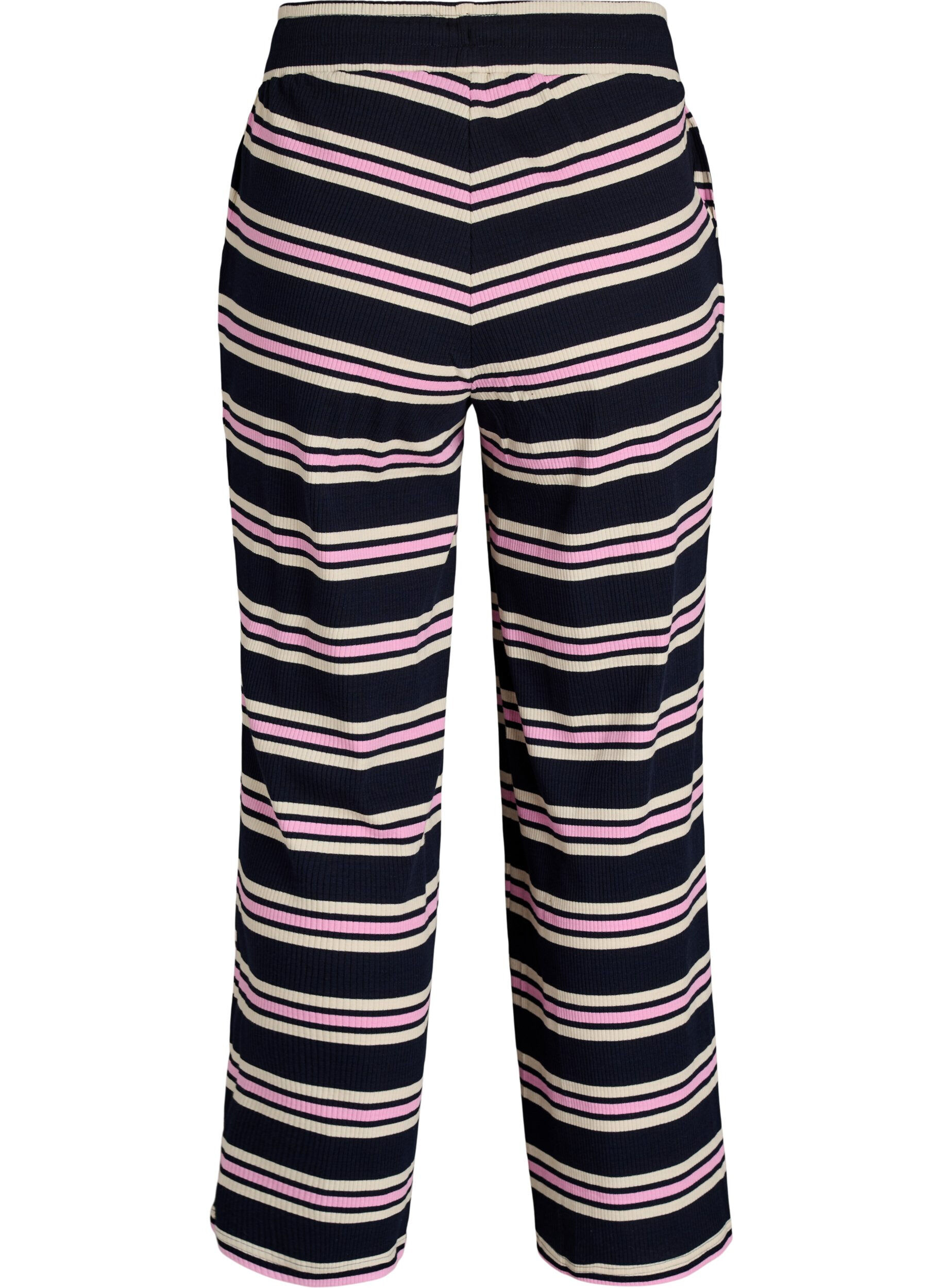 ZizziStripete pyjamabukser med vide ben, Bl&aring;, Packshot image number 1
