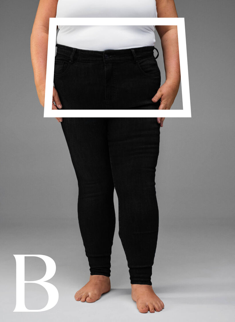 Supersmale jeans med høy midje, Black, Model