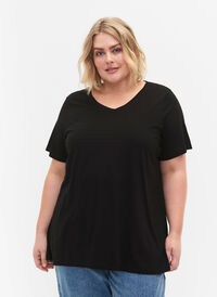 Kortermet T-skjorte med A-form, Black, Model