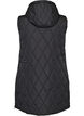 Mellomlang quiltet vest med hette, Svart, Packshot image number 1