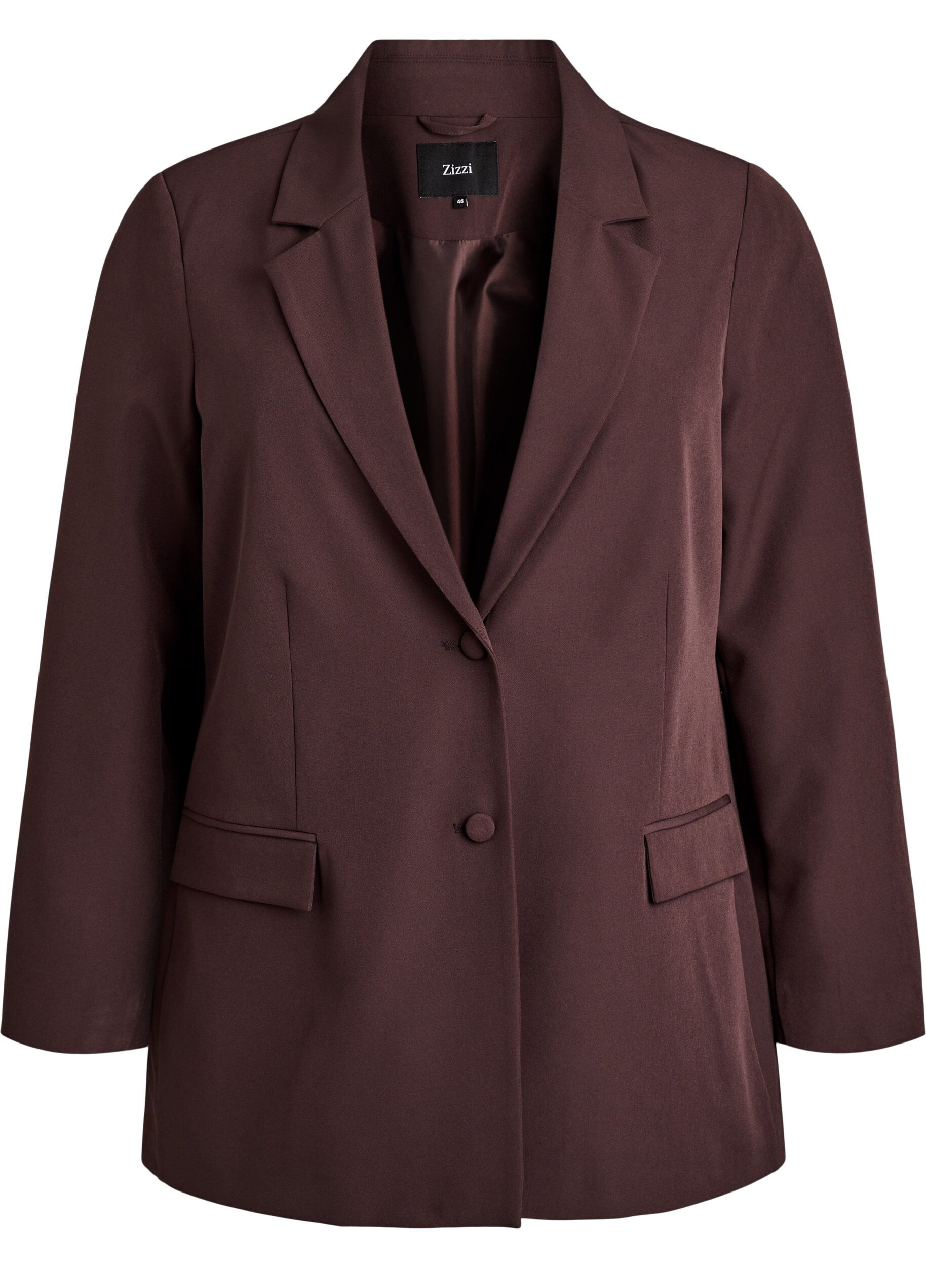ZizziKlassisk blazer med knappelukking, Brun, Packshot image number 0